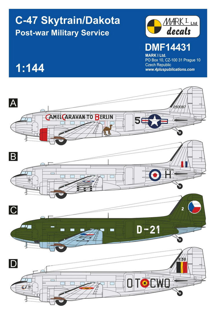 Mark I DMF14431 1:144 C-47 Skytrain/Dakota Post-war Military Decals