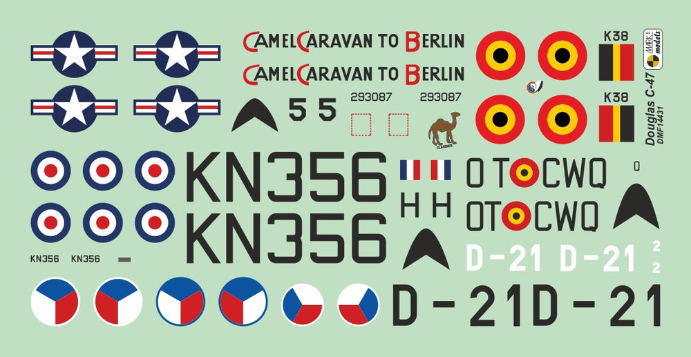 Mark I DMF14431 1:144 C-47 Skytrain/Dakota Post-war Military Decals