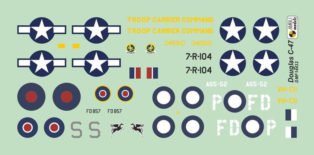 Mark I DMF14432 1:144 C-47/R4D Skytrain/Dakota WWII Service Decals