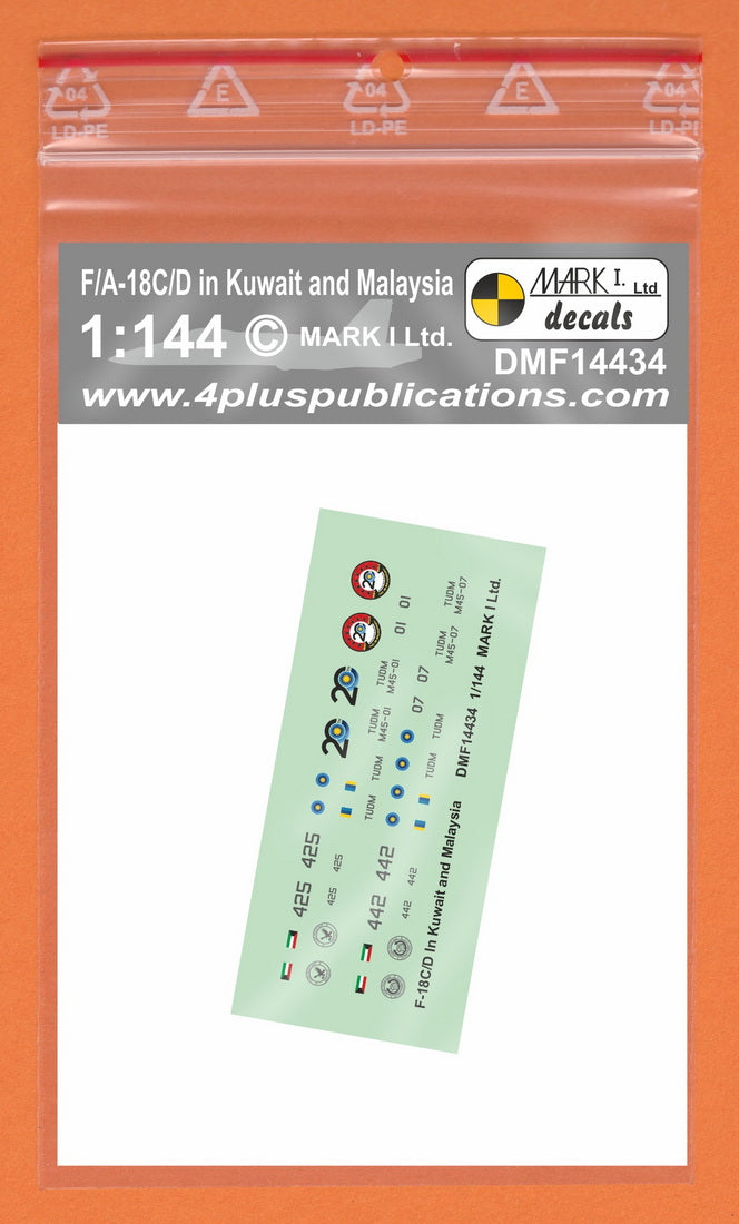 Mark I DMF14434 1:144 F-18C/D Hornet Kuwait & Malaysian AF Decals