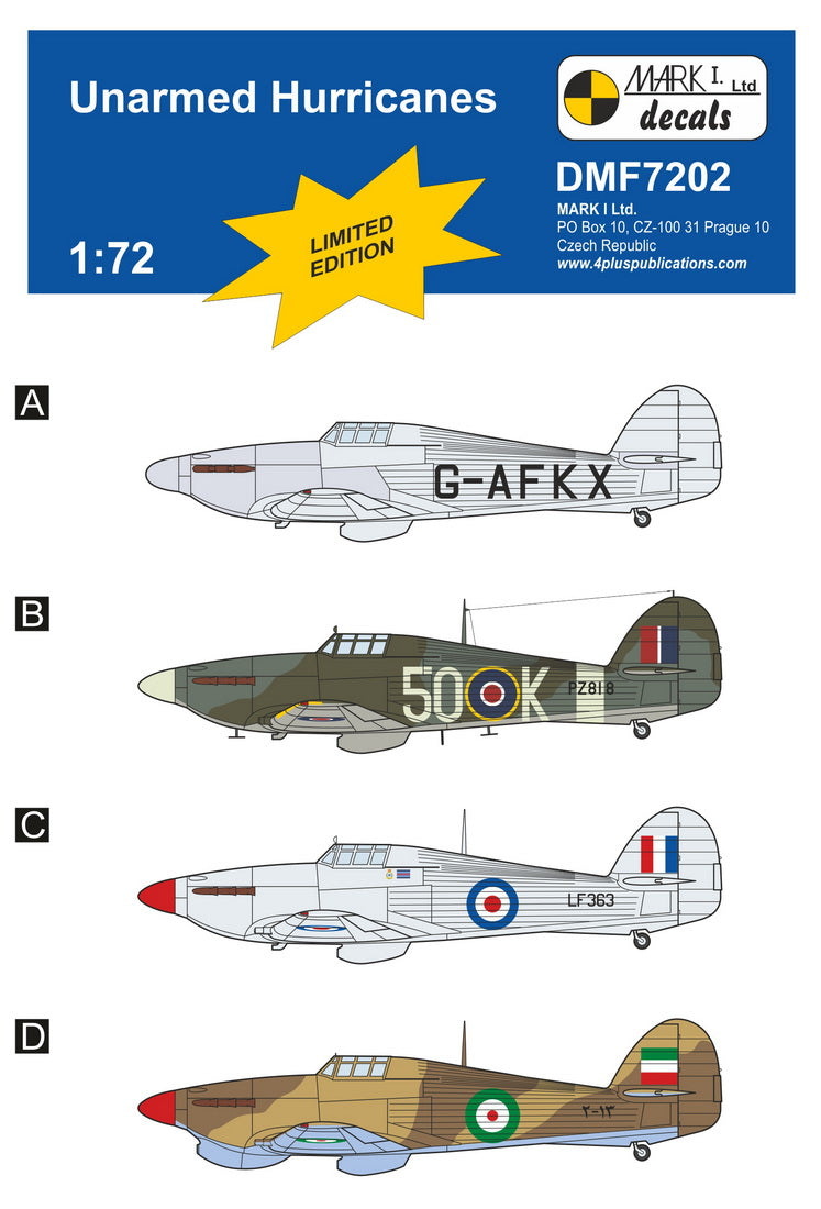 Mark I DMF7202 1:72 Unarmed Hawker Hurricane Mk.I/IIC G-AFKX