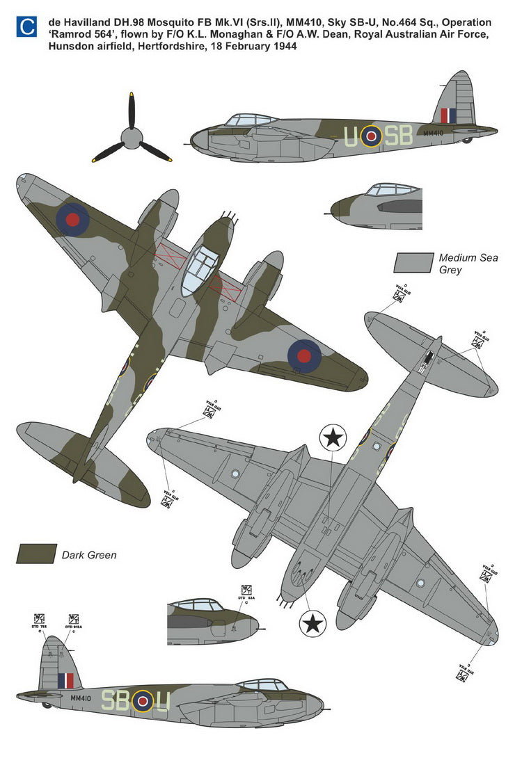 Mark I Decals DMF7203 1:72 de Havilland Mosquito FB.VI 'Amiens Prison Raid'