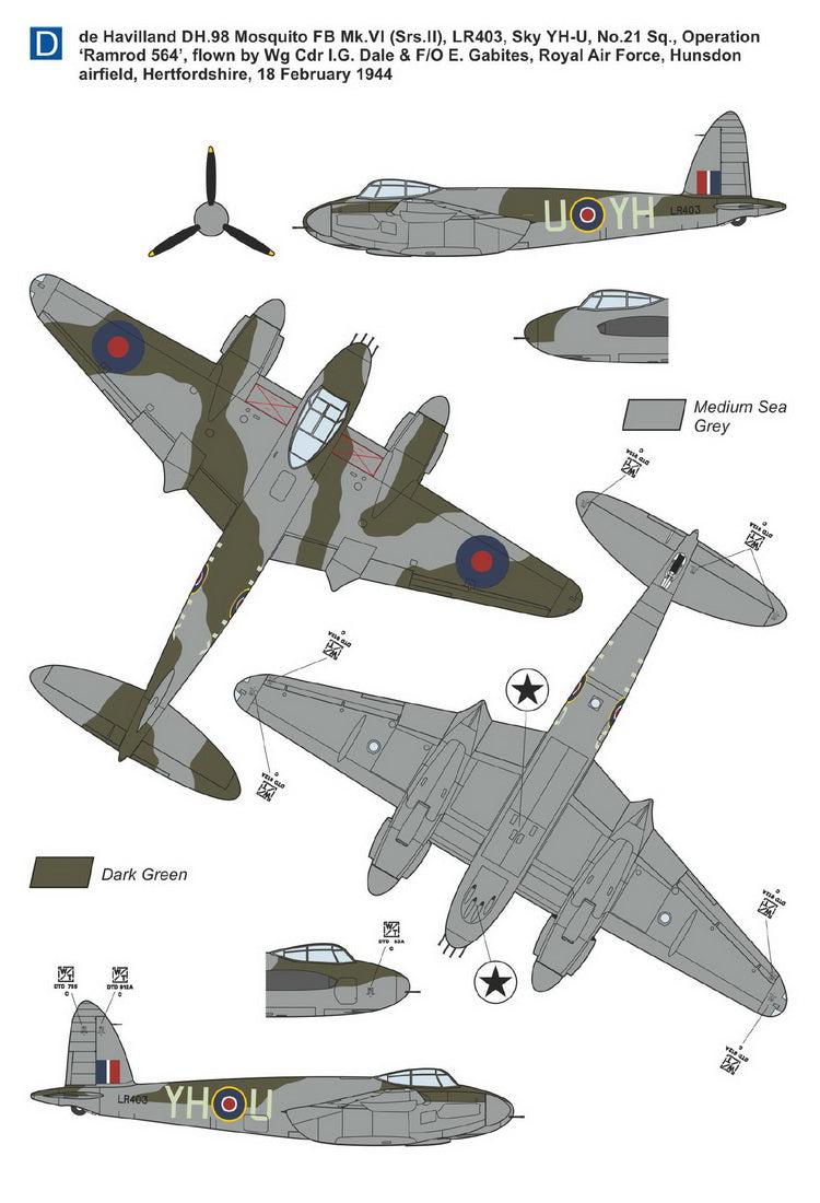 Mark I Decals DMF7203 1:72 de Havilland Mosquito FB.VI 'Amiens Prison Raid'