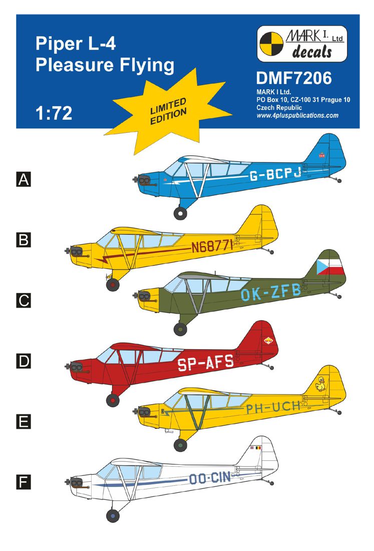 Mark I Decals DMF7206 1:72 Piper L-4 'Pleasure Flying'