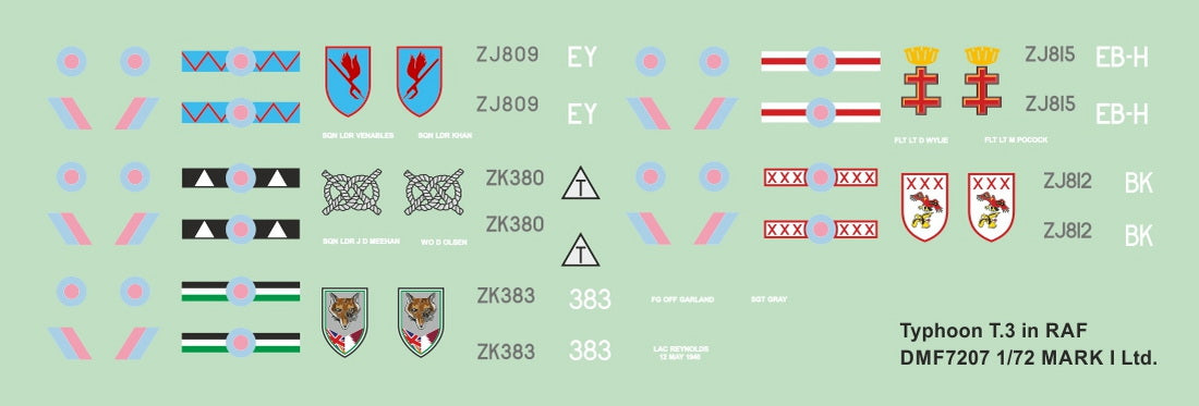 Mark I DMF7207 1:72 Typhoon T.3 RAF Decal Set