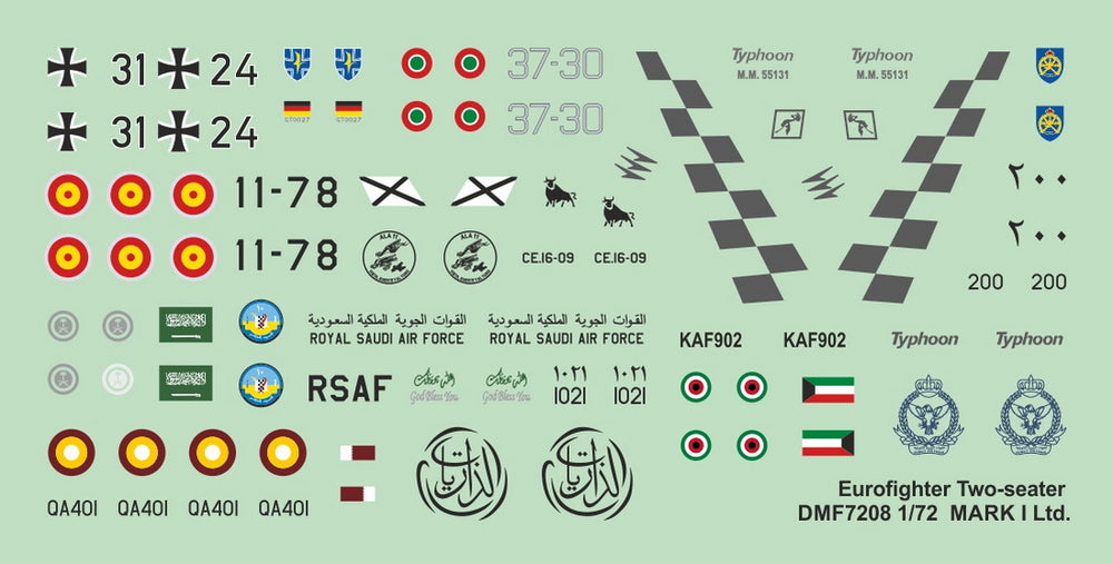 Mark I DMF7208 1:72 Eurofighter Two-seater Decal Set