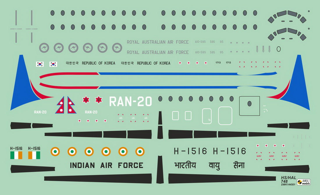 Mark I Decals DMK144-501 1:144 HS.748/HAL-748 Andover Military Pt.1