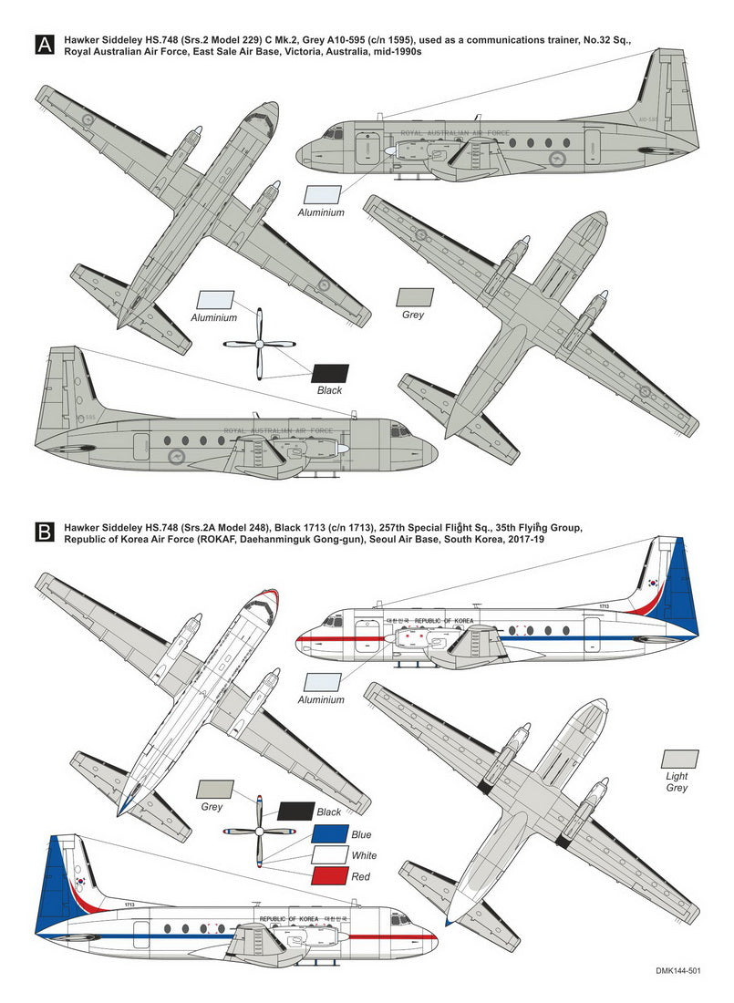 Mark I Decals DMK144-501 1:144 HS.748/HAL-748 Andover Military Pt.1