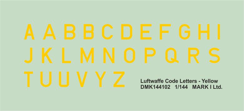 Mark I Decals DMK144102 1:144 Luftwaffe Code Letters