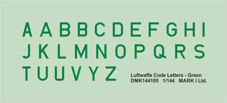 Mark I Decals DMK144105 1:144 Luftwaffe Code Letters