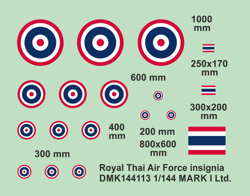 Mark I Decals DMK144113 1:144 Royal Thai AF Insignia, 2 sets