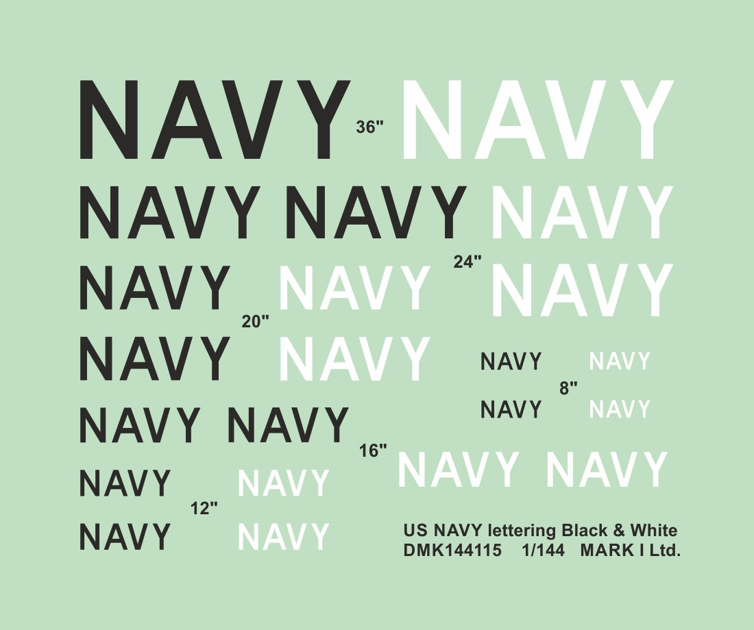Mark I Decals DMK144115 1:144 US Navy lettering