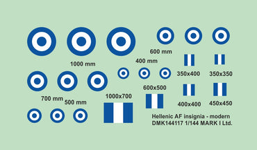 Mark I Decals DMK144117 1:144 Hellenic AF Insignia, 2 sets