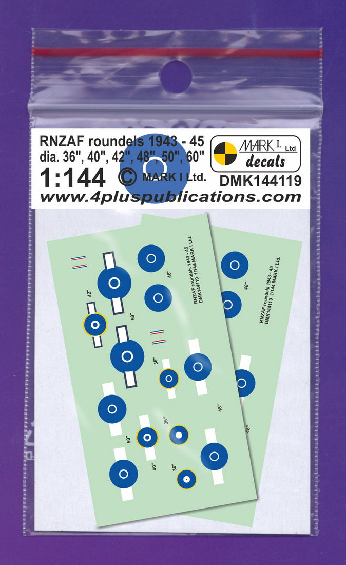 Mark I DMK144119 1:144 RNZAF Insignia 1943-45 Roundels & Bars