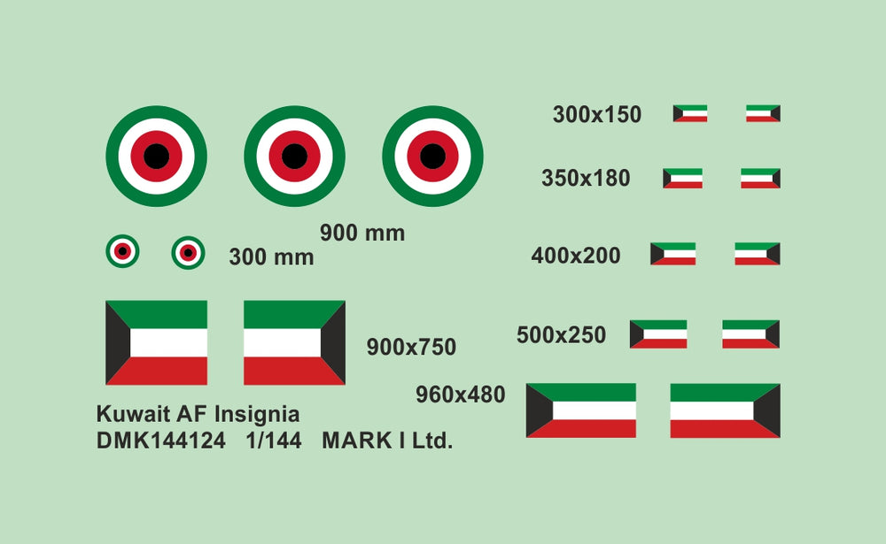 Mark I DMK144124 1:144 Kuwait AF Insignia and Flags Decal Set