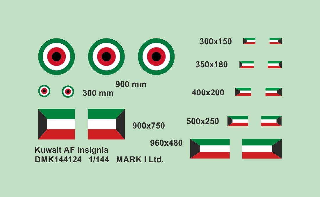 Mark I DMK144124 1:144 Kuwait AF Insignia and Flags Decal Set