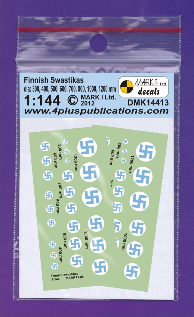 Mark I DMK14413 1:144 Finnish Swastikas Decal Set (Various Sizes)