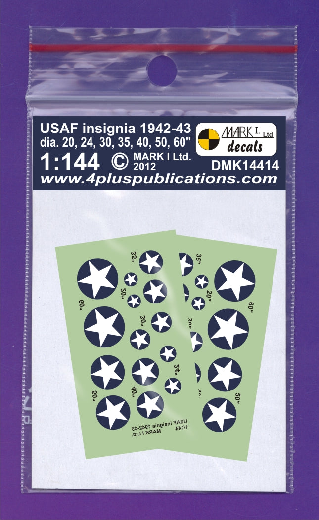Mark I DMK14414 1:144 USAF Insignia 1942-43 Decal Set