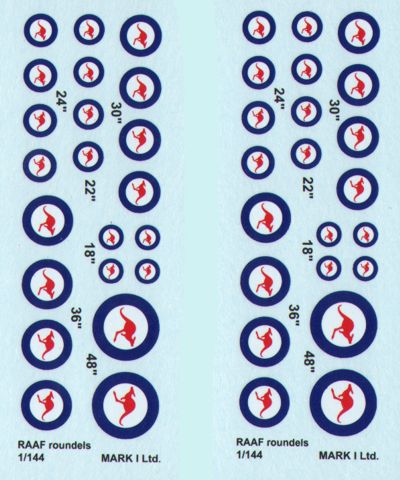 Mark I Decals DMK14417 1:144 RAAF roundels 2 set diameter 18; 22; 24; 30; 36; 48