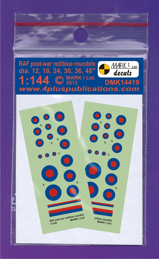 Mark I DMK14419 1:144 RAF Post-war Red & Blue Roundels & Fin Flashes