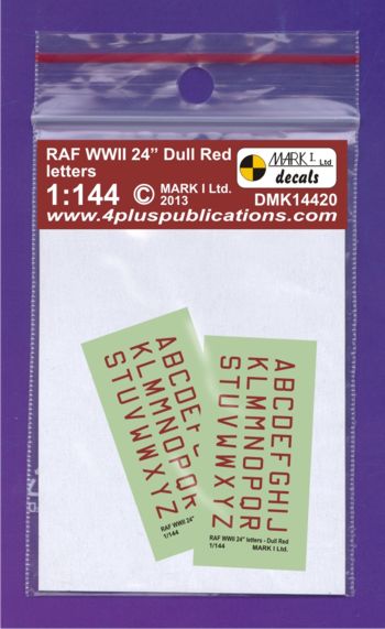 Mark I Decals DMK14420 1:144 RAF WWII 24' Dull Red letters, 2 sets