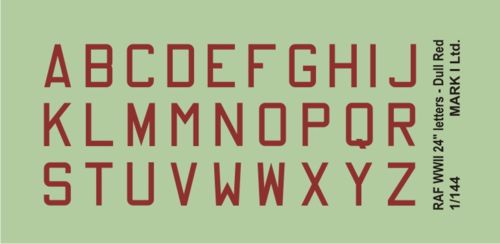Mark I Decals DMK14420 1:144 RAF WWII 24' Dull Red letters, 2 sets