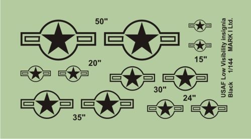 Mark I Decals DMK14424 1:144 USAF Low-vis Insignia, current, 2 sets