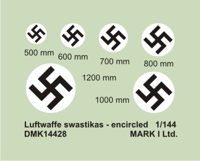 Mark I Decals DMK14428 1:144 Luftwaffe Swastikas, Encircled