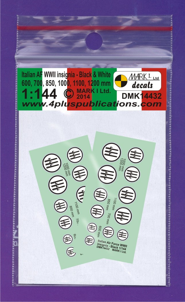 Mark I Decals DMK14432 1:144 Italian Air Force WWII B&W Insignia