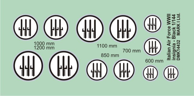 Mark I Decals DMK14432 1:144 Italian Air Force WWII B&W Insignia