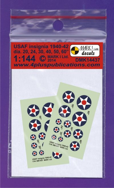 Mark I Decals DMK14437 1:144 USAAC/USAAF Insignia, 1940-42, 2 sets