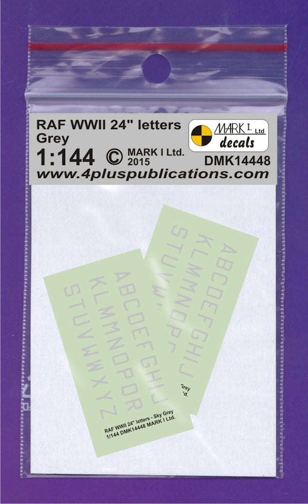 Mark I DMK14448 1:144 RAF WWII 24 inch Grey Letters Decal Set