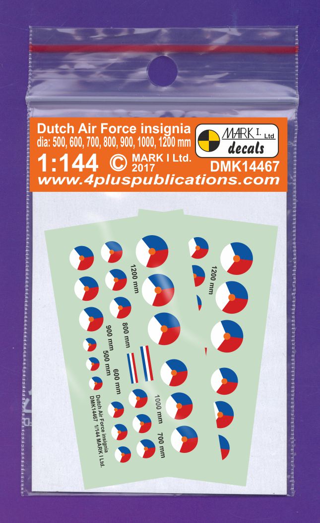 Mark I Decals DMK14467 1:144 Dutch Air Force insignia, 2 sets