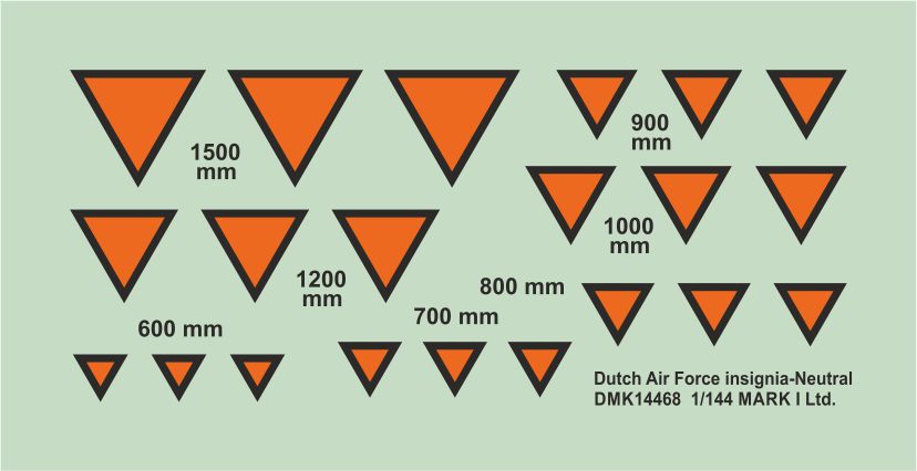 Mark I Decals DMK14468 1:144 Dutch Air Force Insignia, Neutral