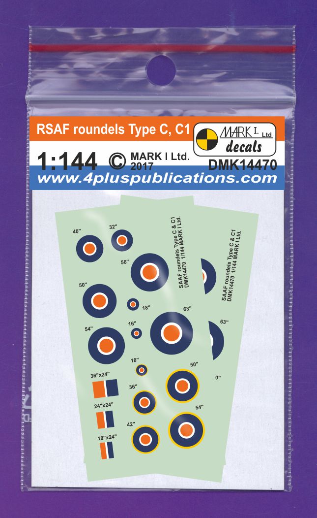 Mark I Decals DMK14470 1:144 South African SAAF roundels Type C, C1, 2 sets