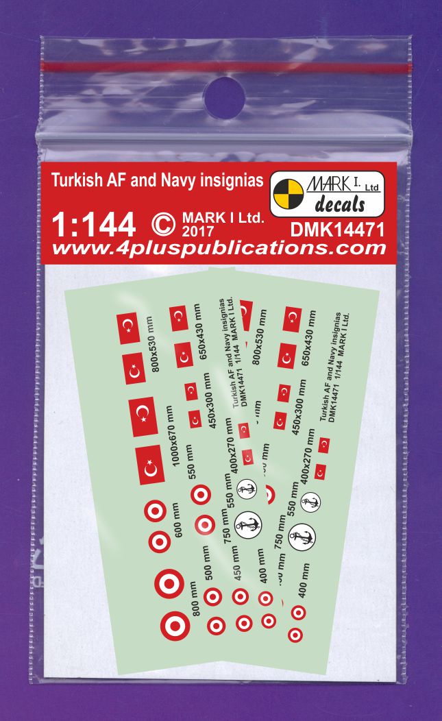 Mark I Decals DMK14471 1:144 Turkish Air Force and Navy Insignia, 2 sets