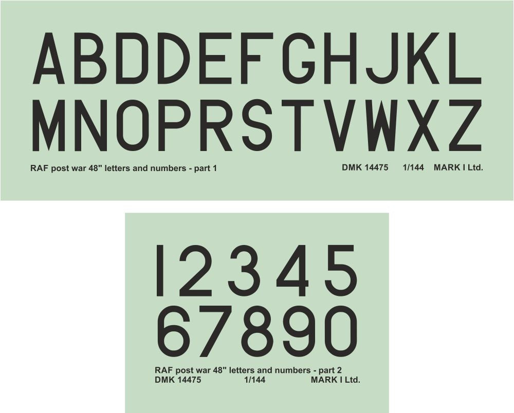 Mark I Decals DMK14475 1:144 RAF Post-war 48 inches Black nos