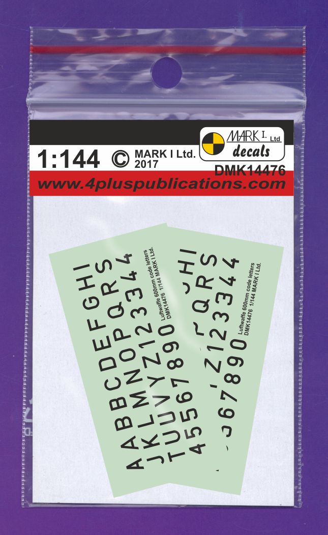Mark I Decals DMK14476 1:144 Luftwaffe Code Letters, Black, 600mm, 2 sets