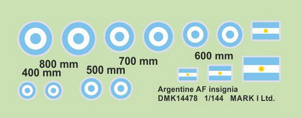 Mark I DMK14478 1:144 Argentinian AF Insignia and Flags Decal Set
