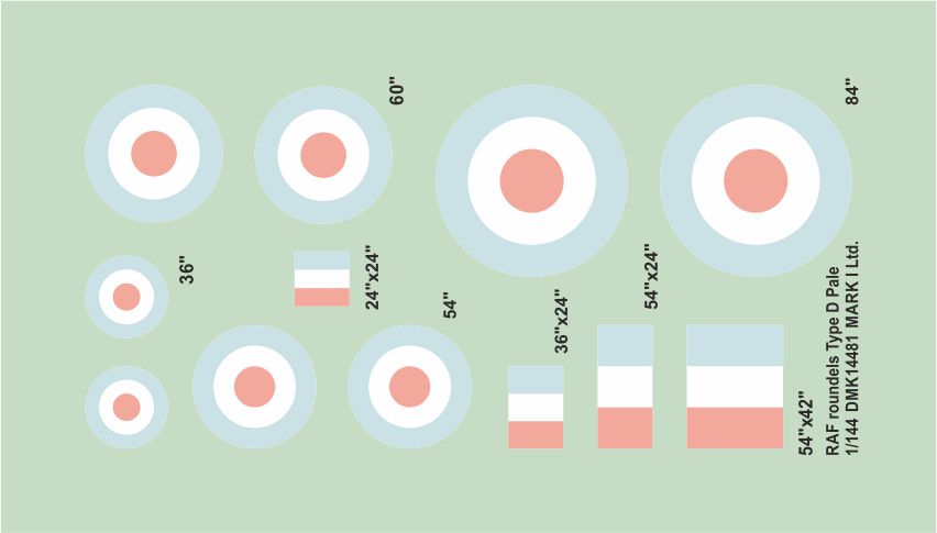 Mark I Decals DMK14481 1:144 RAF Type D Low-vis roundels, 2 sets