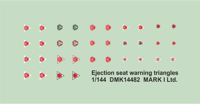 Mark I Decals DMK14482 1:144 Ejection seat warning triangles, 2 sets