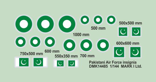 Mark I DMK14485 1:144 Pakistani AF Insignia and Flags Decal Set