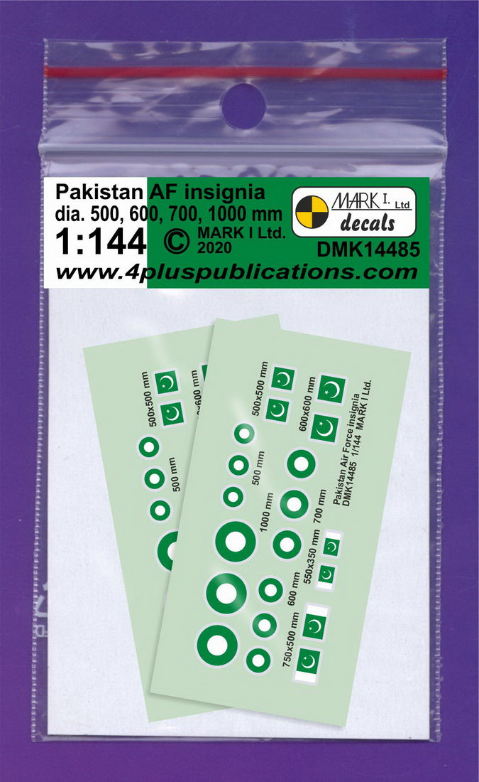 Mark I DMK14485 1:144 Pakistani AF Insignia and Flags Decal Set