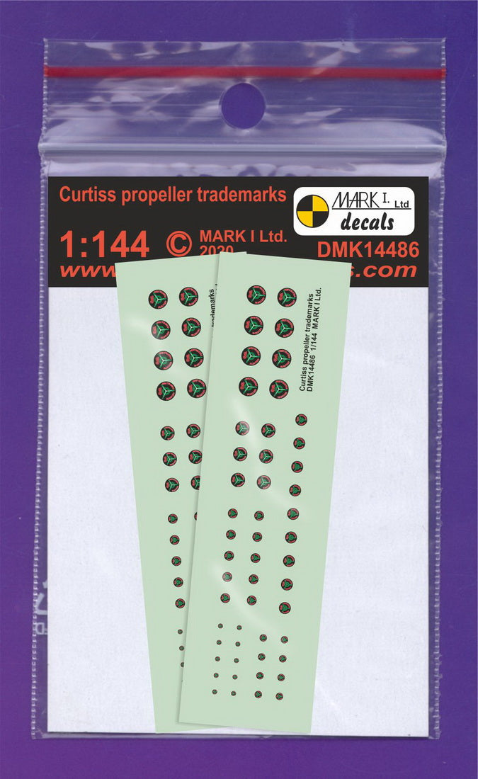 Mark I Decals DMK14486 1:144 Curtiss Electric propeller trademarks, 2 sets