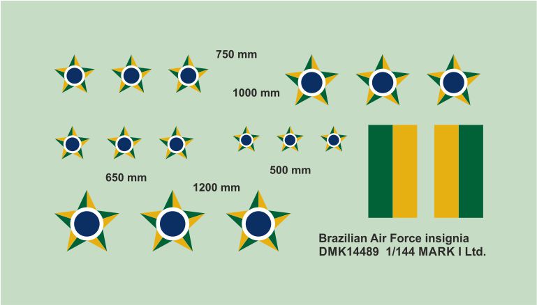 Mark I Decals DMK14489 1:144 Brazilian AF insignia, 2 sets