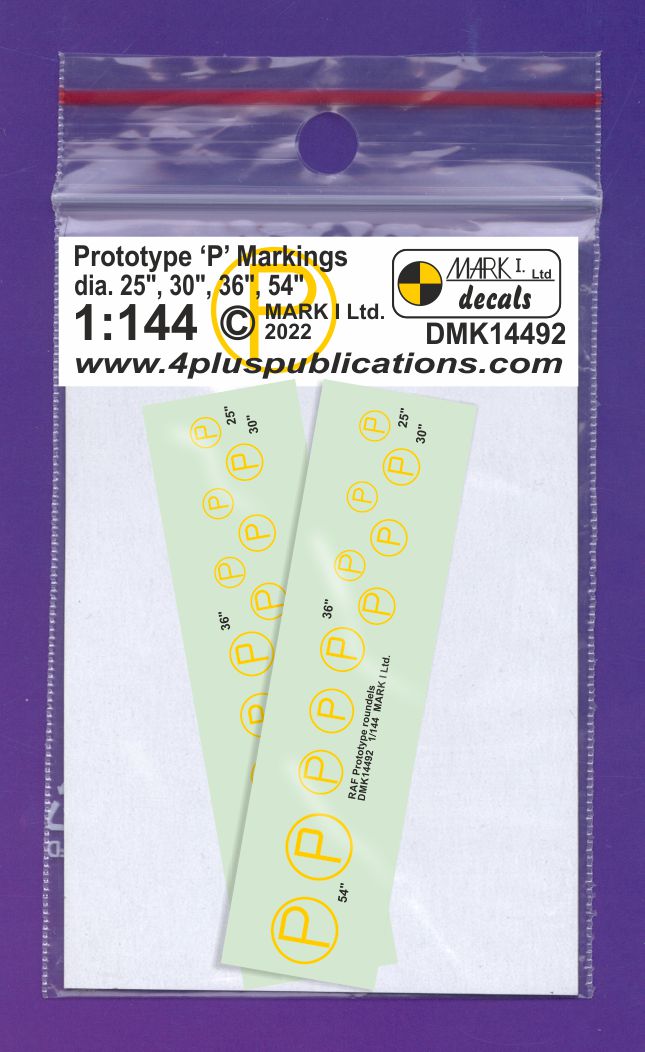 Mark I Decals DMK14492 1:144 RAF Prototype 'P' Markings, 2 sets