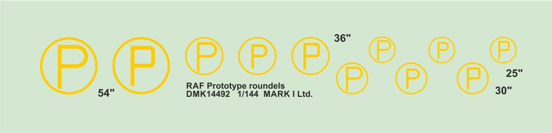 Mark I Decals DMK14492 1:144 RAF Prototype 'P' Markings, 2 sets