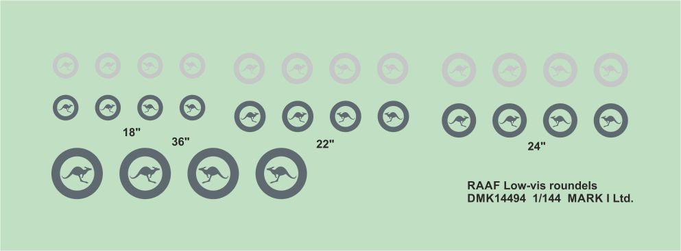 Mark I DMK14494 1:144 RAAF Low-vis Roundels Decal Set