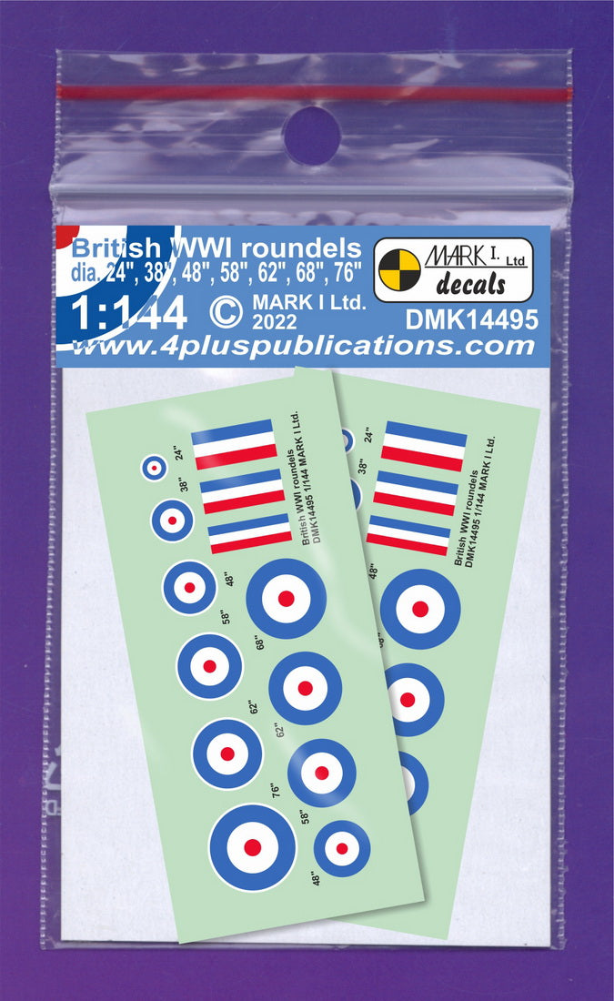 Mark I DMK14495 1:144 British WWI Roundels and Tricolour Stripes