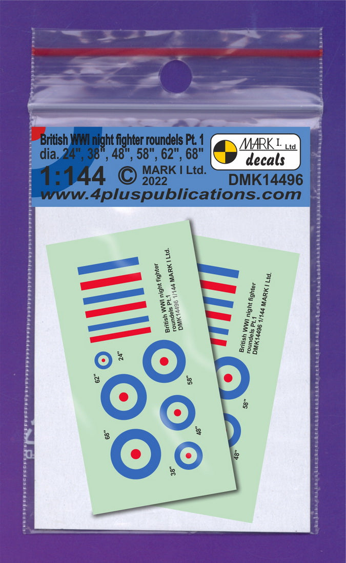 Mark I DMK14496 1:144 British WWI Night Fighter Roundels Pt.1